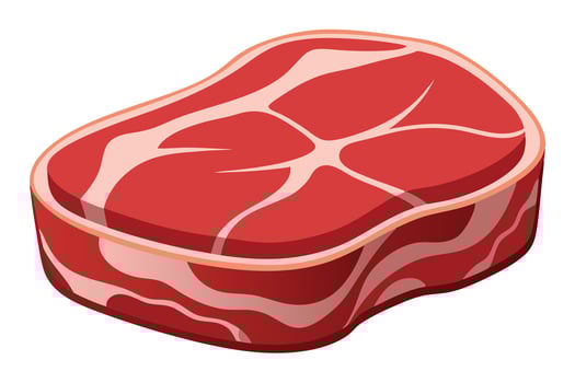 Juicy Raw Steak, Ready for Grilling A Tempting Close-up of Marbled Beef, Isolated on White Background vector