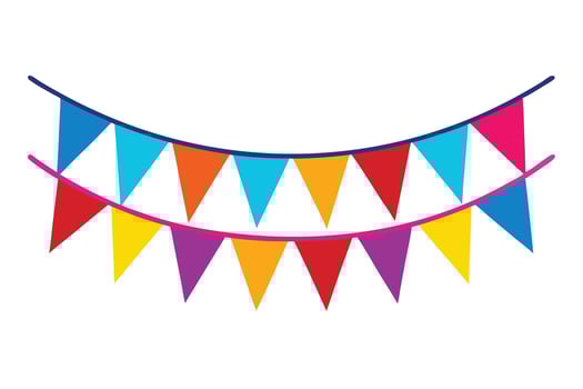 Festive Colorful Bunting Flags Hanging Joyfully for Party Celebration Decorations - Professional digital artwork with vibrant colors and detailed composition vector