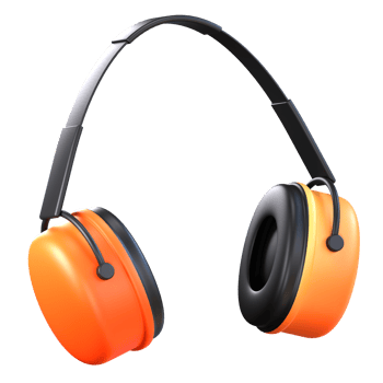 An orange and black pair of ear defenders png