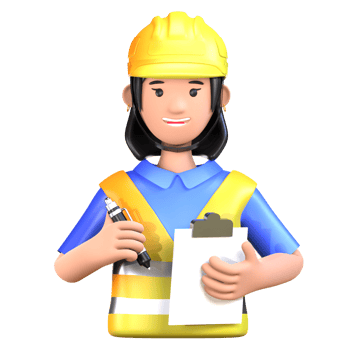 A female construction worker holding a clipboard png
