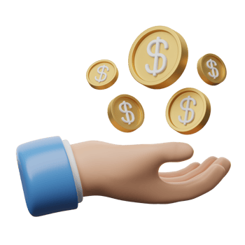 Hand with money icon on black background png