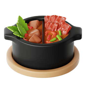 A black pot with meat and vegetables in it png