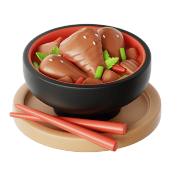 A bowl of food with chopsticks and a fork png