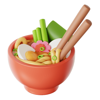 A bowl of noodles with chopsticks and eggs png