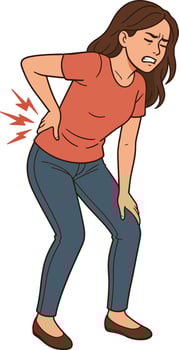 Woman Experiencing Lower Back Pain Illustration vector