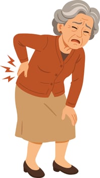 Elderly Woman with Back Pain Illustration vector