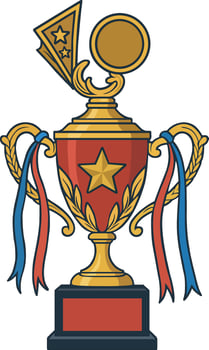 Champion Trophy Illustration Winner Cup with Star and Ribbons vector