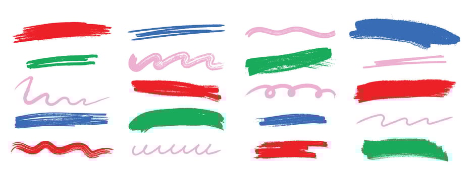 Chalk scrawl underline doodles. Kids crayon brush stroke lines and sketchy underlines. vector
