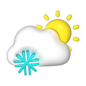 3D Snowflake Cloud with Sun Icon png