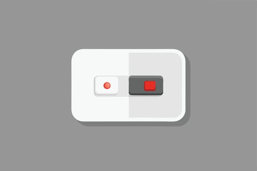 Minimalist Illustration of a Stylish White Two-Button Switch in a Modern Gray Setting, Evoking a Sense of Calm Technology vector