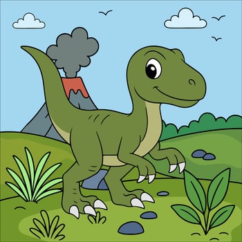 Cartoon dinosaur in a landscape vector