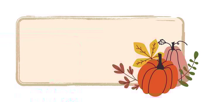 Horizontal Autumn Tag with Pumpkins and Hand Drawn Elements vector