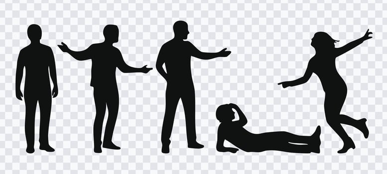Diverse Group of People Silhouettes Collection. Illustration. vector