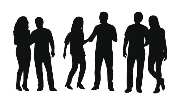 People Silhouettes Collection in Various Poses. vector