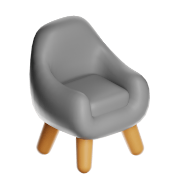 Gray chair with wooden legs png