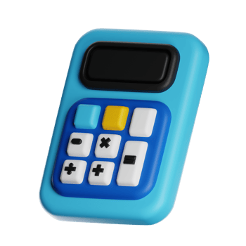 Colorful blue calculator with buttons png