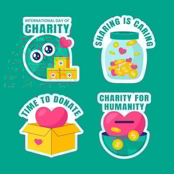 Social Media Label Graphic Template for Charity Day with Hand Drawn Flat Background vector