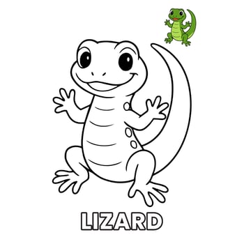 Cute Lizard Animal Children Coloring Pages vector