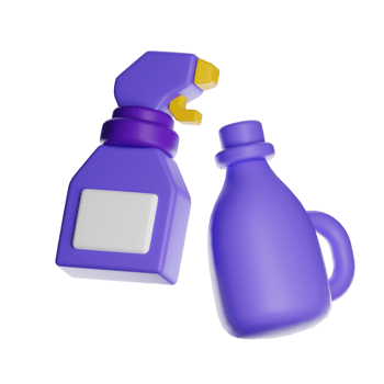 Purple cleaning bottles and spray. png