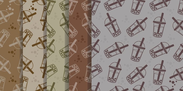 Seamless pattern bubble tea drink doodle collection.Food and beverage set. vector