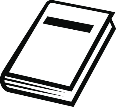 Simple line drawing of a closed book with a dark bar on the cover vector