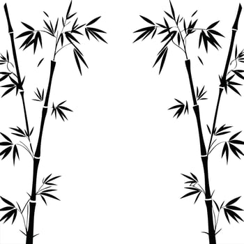 Elegant black and white bamboo stalks with delicate leaves vector