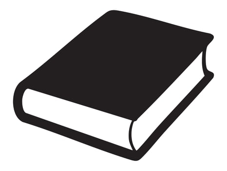 Black silhouette of a closed book isolated on white background, graphic illustration. concept of reading, literature, education, icon, logo, design element vector