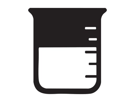 Black silhouette of laboratory beaker isolated on white background, icon illustration. concept of science, chemistry, laboratory equipment, measurement, design element vector