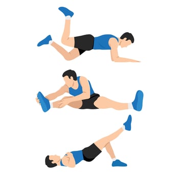 Lower Body Flexibility and Core Activation Exercises. vector