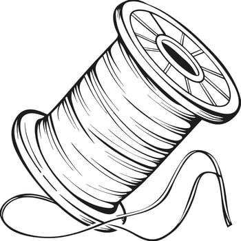 Vintage style spool of thread with loose string vector