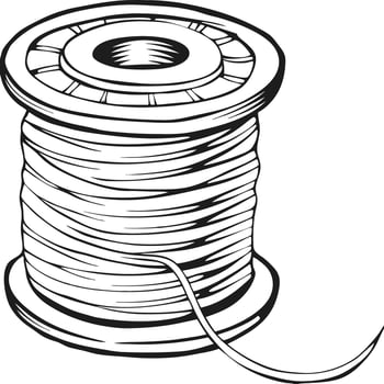 Black and white illustration of a spool of wire vector