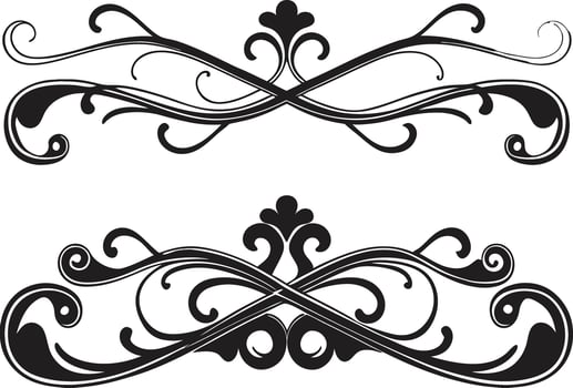Elegant black flourish ornaments with vintage style vector