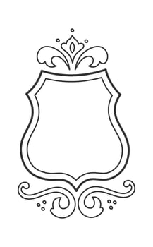 Heraldic Royal Shield Badge Flat Illustration Hand Drawn Icon vector