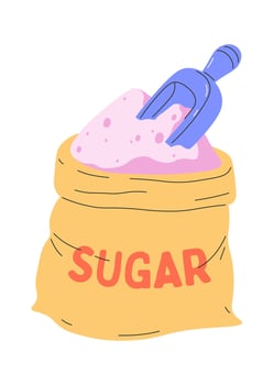 Bag Of Sugar With Spoon vector