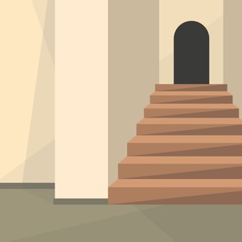 Interior of an empty corridor or hall with a staircase and a doorway. Commercial real estate. vector