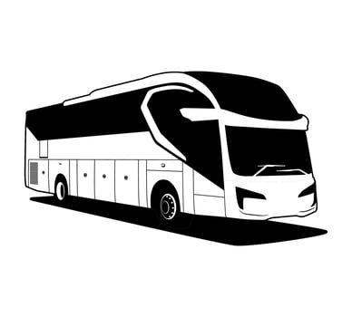 modern black and white coach bus silhouette design vector
