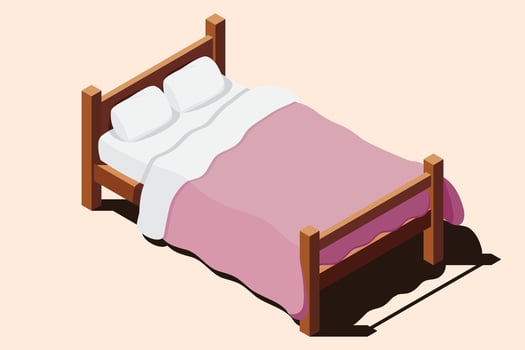 Stylish modern bed with pink blanket vector