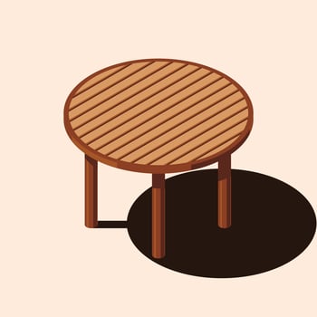 Round wooden table with slatted design vector