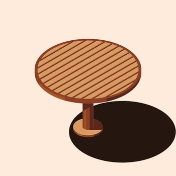Wooden round table illustration vector
