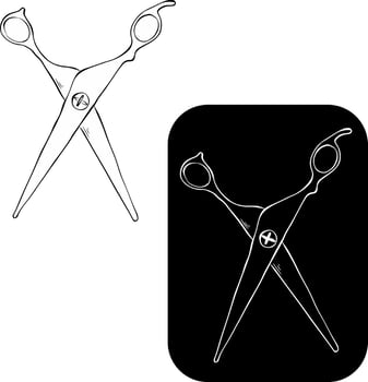 Scissors Isolated logo. graphic line ink illustration. Silhouette sign for logo, print, comics, fashion, pop art, boards, design, stickers, decoration, posters vector