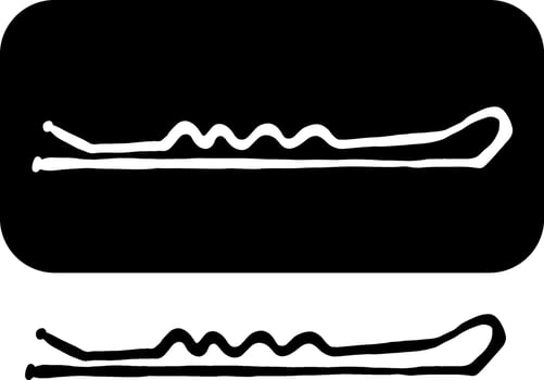 bobby pin Isolated logo. graphic line ink illustration. hair pin Silhouette sign for logo, print, comics, fashion, pop art, boards, design, stickers, decoration, posters vector