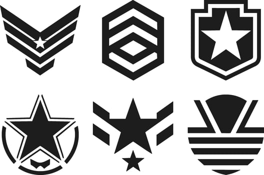 Military Rank Badges Silhouette Set - Emblem Collection vector