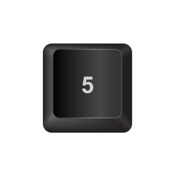 Number 5,illustration Keyboard Button on dark color and transparent background png