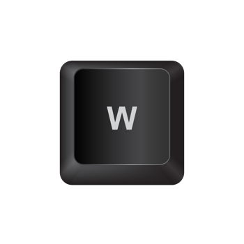 letter W,illustration Keyboard Button on dark color and transparent background png