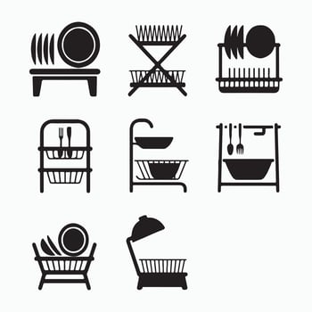 Solid Dish Rack Icons vector