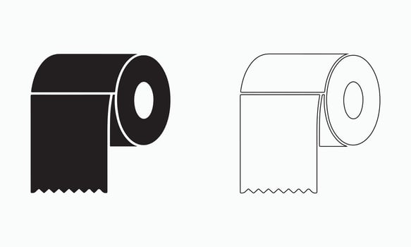 Modern Toilet Paper Roll Icon Set in Solid and Outline Style vector