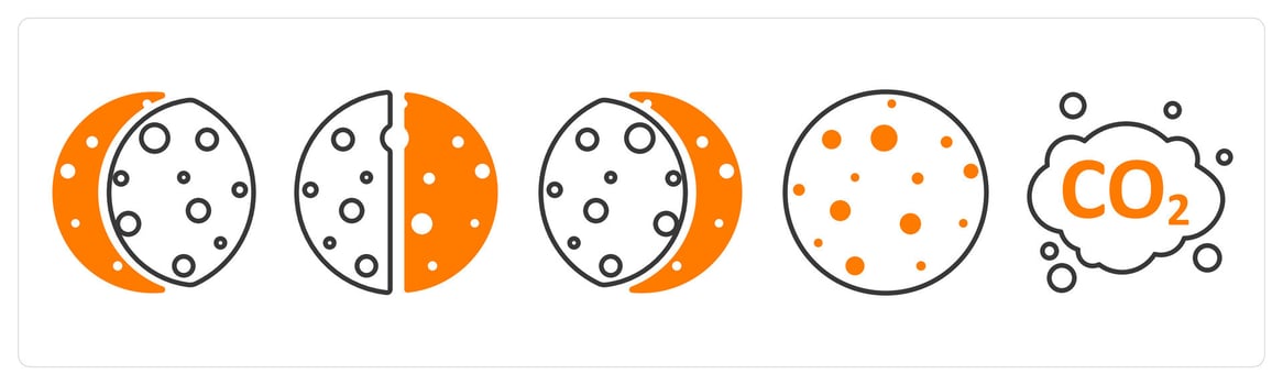 A set of 5 mix icons as lunar eclipse, eclipse, solar eclipse in orange color vector