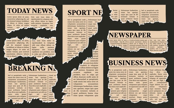 Torn newspaper. Set of torn newspaper. Ripped newspaper fragments. vector