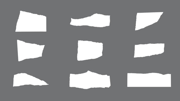 9 White Textured Ripped Paper Pieces vector