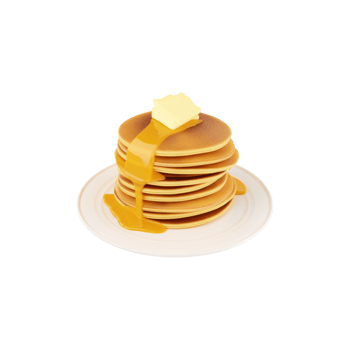 Stack Of Pancakes With Butter And Syrup Plate. Delicious Breakfast Concept Isolated On Transparent Background png
